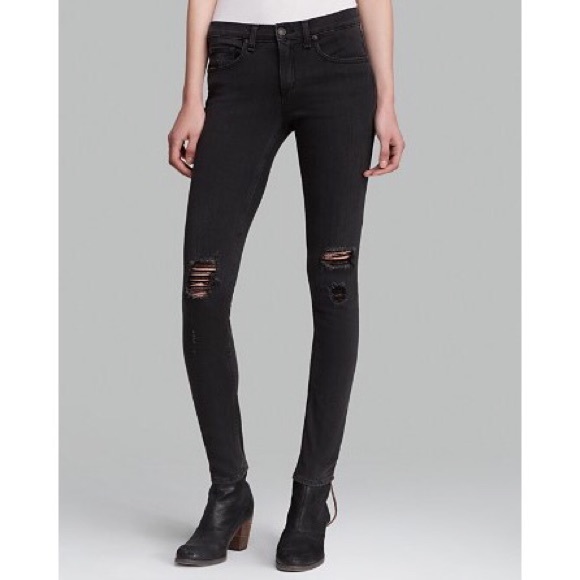 rag & bone Denim - Rag & Bone Skinny Jeans in Soft Rock with Holes